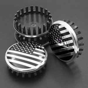 4x 83mm 3.25" Black USA Flag Wheel Center Hub Caps Cover For Sierra Yukon Tahoe - Picture 1 of 7