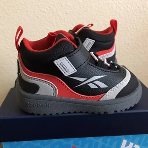 Reebok Storm X Boys Size 7 Toddler Shoes Black Red High Top Slip On Weebok - Picture 1 of 7