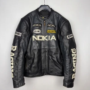 NOKIA RACING LEDER MOTORRAD VINTAGE FULL ZIP SCHWARZ JACKE Gr. L HERREN - Bild 1 von 24