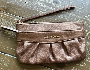 Juicy Couture Bronze Brown Faux Leather Wristlet Clutch Bag Zippered 8.5” Wide - Picture 1 of 9