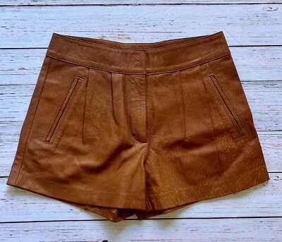 Women's Vintage-style Tan Leather Shorts. Size Small, Best on Size 6.  - image 1 of 4
