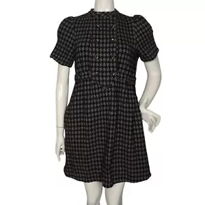 MARC BY MARC JACOBS Dress, L, Houndstooth, Mini, Buttons, Black/Gray, Pockets - Picture 1 of 13