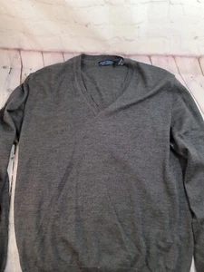 Grant Thomas Italian Merino Wool Gray Long Sleeve Pull Over Sweater Mens Size M - Picture 1 of 4