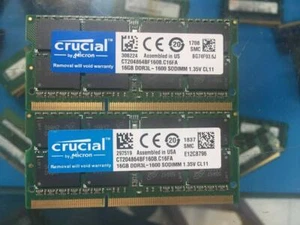 Crucial 2x 16GB 2RX8 PC3L-12800S DDR3-1600Mhz 1.35V Laptop RAM SO-DIMM Memory - Picture 1 of 1