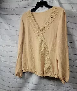 Womens Embroidered Long Sleeve Peasant Top Size Large - Picture 1 of 5