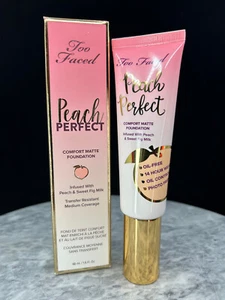 Too Faced Peach Perfect Comfort Matte Foundation #Sable - 1.6 oz - New In Box - Picture 1 of 7