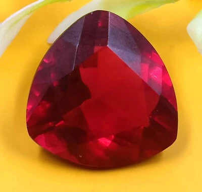 New Stock!! 12-13 Ct Certified Aesthetic Red Ruby Trillion Cut Faceted Gems JKF - Image 1 of 4