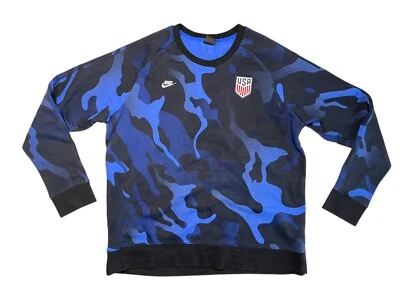 USMNT US SOCCER x NIKE Blue Camo WORLD CUP CREWNECK SWEATSHIRT Team Fan Men XXL - Image 1 of 4