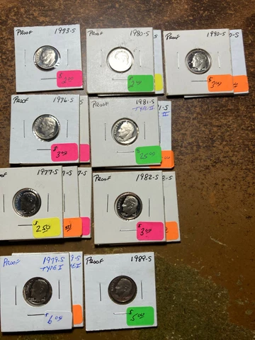 ROOSEVELT DIME, partial "S" mint proof set, 17 coins Cover