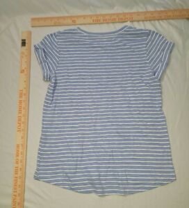 Cat And Jack Girls Top Blue And White Horizontal Stripes Size 10/12