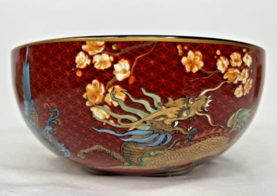Williams Sonoma Lunar New Year Dragon Noodle Serving Bowl Red 9" x 4" Gold Trim - Image 1 of 4