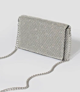 NWT COLETTE HAYMAN silver SPARKLE diamante EVENING formal CLUTCH shoulder Bag - Picture 1 of 6