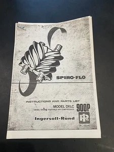 Ingersoll Rand Dxlc 900 Aire Compresor Instrucciones Partes Manual 1974 Tornillo - Imagen 1 de 8