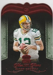 AARON RODGERS Men At Arms RARE RED Die-Cut CROWN ROYALE Insert Card PACKERS! - Picture 1 of 2