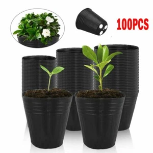 100Pcs Plastic Plant Flower Pot Nursery Seedlings Pot Container 2.6"/3.0"/3.5'' - Picture 1 of 15