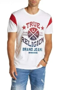 NEW True Religion Mens TShirt White/Ruby Red Size Large - Picture 1 of 1