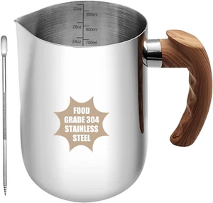 Milk Frothing Pitcher, 32Oz Milk Frother Cup 304 Stainless Steel Steaming Pitche - Picture 1 of 7
