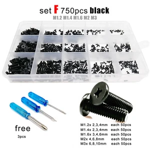 500/750X M1.2-M3 Mini Phillips Ultra Thin Flat Wafer Head Screw Bolt Set Kit Box - Picture 1 of 14