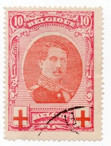 1914 - Belgio - Croce Rossa, re Alberto I 10 (+ 10 c.) carminio usato - Picture 1 of 1