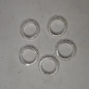 FIVE Vintage Cut Plastic Faux Crystal Napkin Rings Set of 5 - 2 inches diam. - Picture 1 of 4