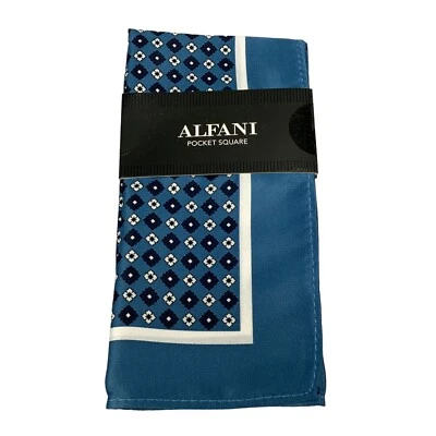 Alfani Mens Solid Medallion Pocket Square Blue OS - Image 1 of 3