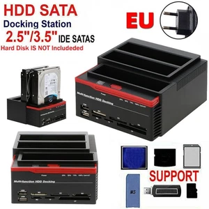 3 IDE SATA 2.5" 3.5" HDD Hard Drive Disk Clone Station d'accueil Card Reader - Photo 1/8