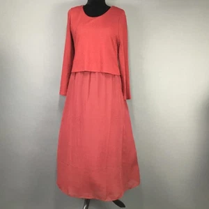 Long Sleeve Maxi Dress Womens Large Layered Modest Pleated Skirt Flowy Classic - Picture 1 of 17