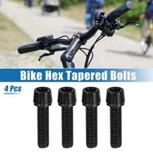Tornillos cónicos 4 piezas para vástago de bicicleta duradero M5x20 mm acero negro - Imagen 1 de 6