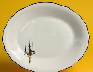 Jackson China Falls Creek PA Candelabra Platter Black Gold MCM 1965 - Picture 1 of 7