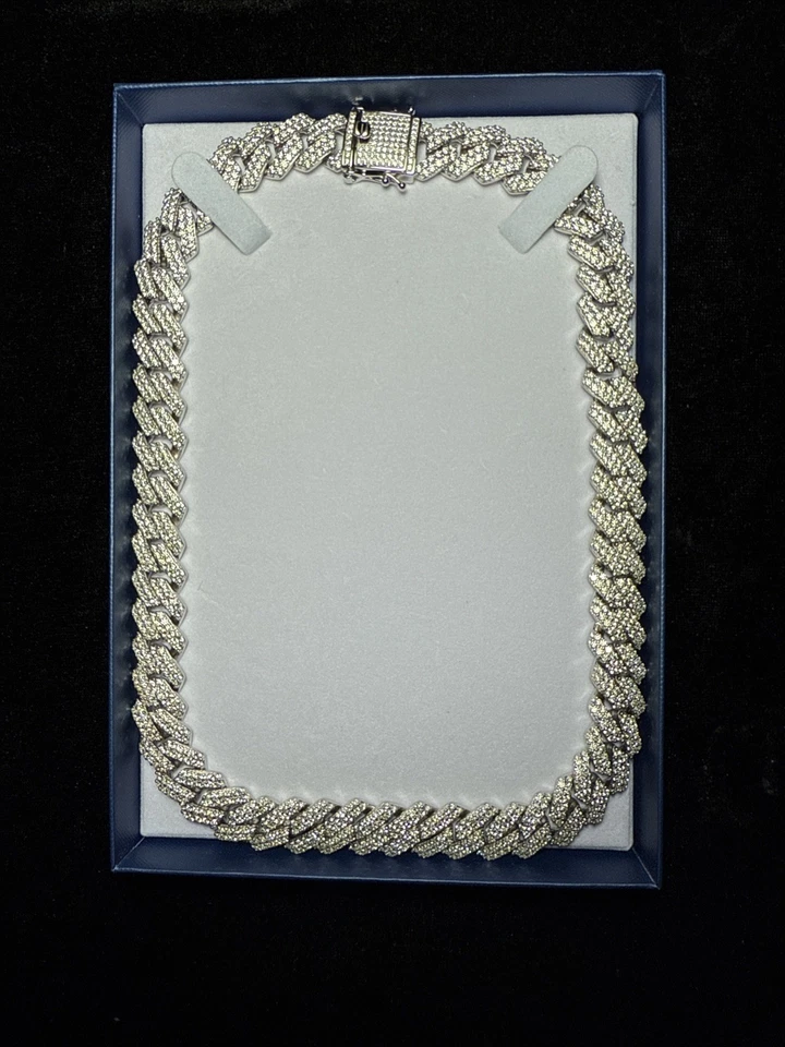 COLLAR CADENA PLATA ESTERLINA 925 SWAROVSKI CUBANO 18 PULGADAS MUY BONITO Foto 1 de 4