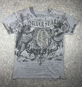 Y2K Silver Star T-Shirt XL AOP Georges St Pierre GSP Gray Metallic UFC MMA USA - Picture 1 of 10