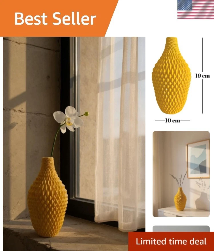 Jarrón decorativo contemporáneo de 19 cm - Polvo de piedra hecho a mano para decoración versátil Foto 1 de 4