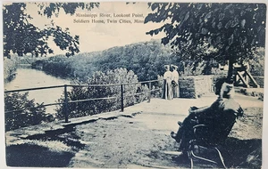 Mississippi River Lookout Point Soldiers Home Twin Cities Minn Postcard - Picture 1 of 2