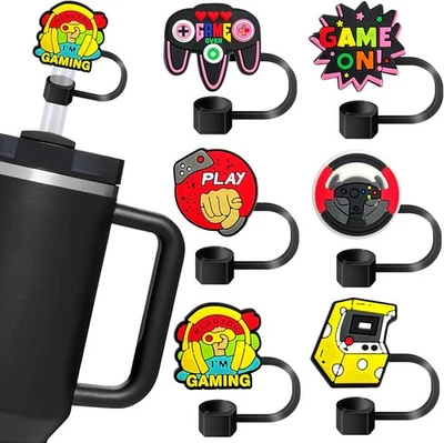 6 Piezas Videojuego Pajita Topper para Taza Stanley Accesorios para Niños 10mm Beber Foto 1 de 4