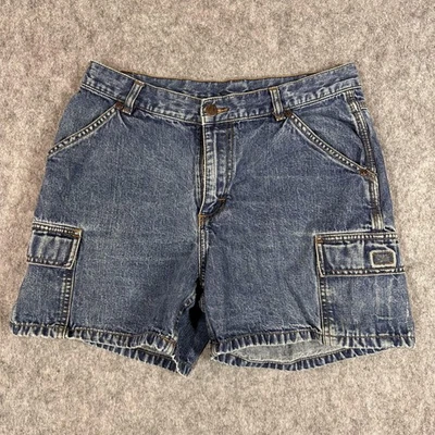 Pantalones Cortos Riders Denim Carga Mujer M 30" Azul Jean Bolsillos Carpintero Ropa de Trabajo Y2K Foto 1 de 4