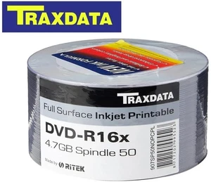 Traxdata Printable DVD-R 16x Discs 4.7 GB 120 mins Ritek Blank DVD Lot UK STOCK - Picture 1 of 11