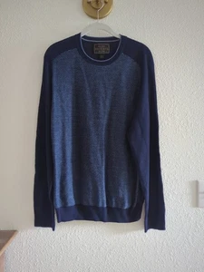 Jos A Bank Sweater Mens Blue Merino Wool Crewneck Pullover Jumper Casual L - Picture 1 of 5