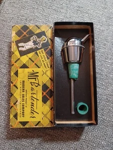 Vintage MCM anni 50 Mr. Bartender Cromato Cocktail Jigger Bottiglia Top Server con Scatola - Foto 1 di 5