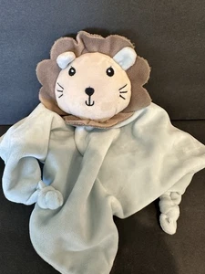 Plush Lovey Lion Baby Ackermans Knotted Blue Security Blanket - Picture 1 of 5