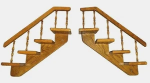 VTG Wood Stair 4 Step Wall Shelf Hang Tiered Display Spindle Staircase Set 19"L - Picture 1 of 8