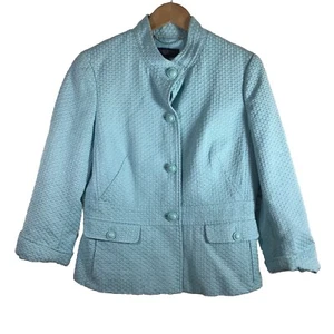 TALBOTS LIGHT AQUA TEXTURED COTTON BLEND JACKET BLAZER TALBOTS SZ 6 ($169) - Picture 1 of 11