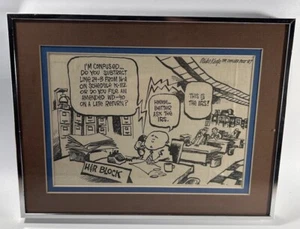 VINTAGE 1987 The Den Post Mike Keefe IRS Accounting Taxes Comic Pro Custom Frame - Picture 1 of 7