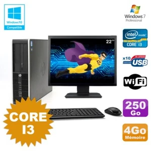 Lot PC HP Compaq 6200 Pro SFF Core i3 3.1GHz 4Go 250Go DVD WIFI W7 + Ecran 22 - Photo 1/1