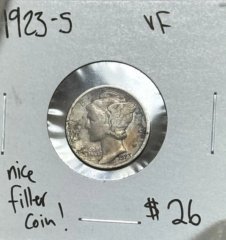 1923S Mercury Dime VF~Tough Date, Toned! Cover
