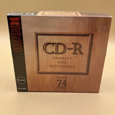 RICOH CD-R Disc Type 74 Recordable 650MB Compact Disc New Sealed 5pcs - Image 1 of 4