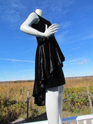 NEW XL THE PYRAMID COLLECTION dress black velvet high low faux wrap cocktail sex - Image 1 of 4