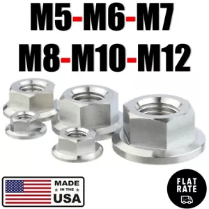 M5 M6 M7 M8 M10 M12 M14 Titanium Hex Flange Nut With or W/Out Self-Lock Insert - Picture 1 of 14