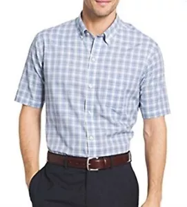 Camisa Corta Van Heusen Flex Elastizada Calce Clásico a Cuadros Sin Hierro Botones Azul - Imagen 1 de 2