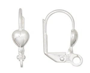 Alambre para orejas, 10 latón plateado palanca trasera de 16 mm con corazón y pendientes de bucle de 5 mm - Imagen 1 de 2
