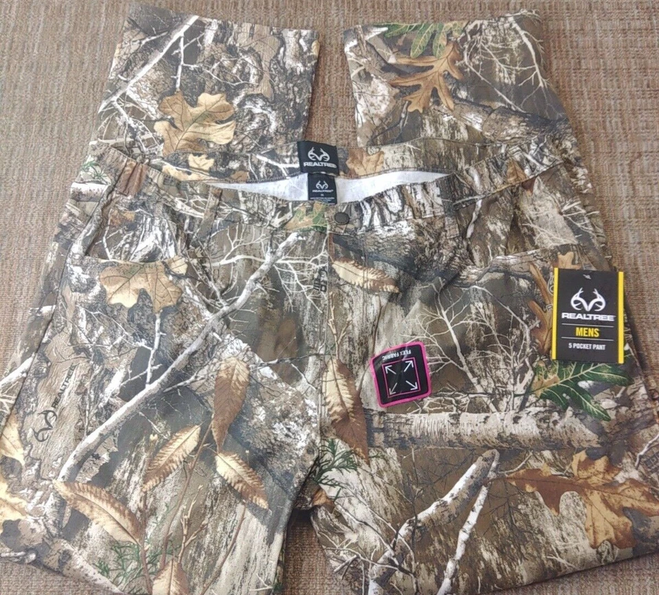 Mens Realtree Edge 5 Pocket Pants Camo Hunting Bottoms Size XL 40x42